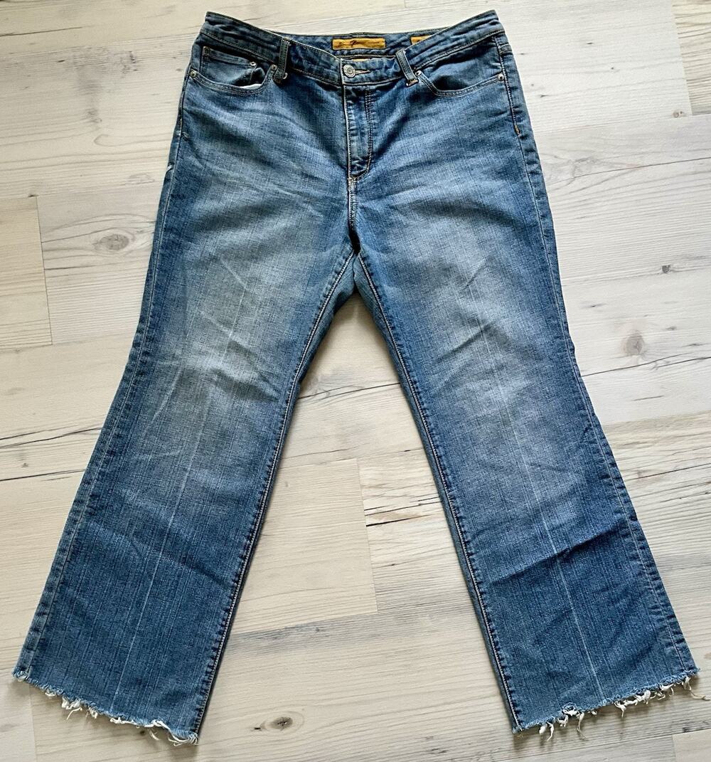 Seven 7 For All Mankind Jeans Classic Flare Medium Wash Denim Pockets Womens 14